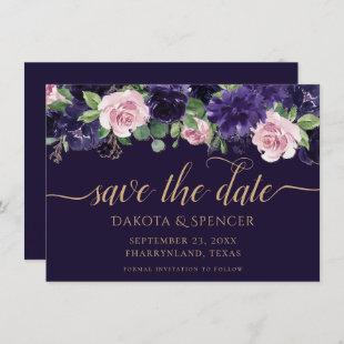 Lush Blossom | Dark Purple and Pink Rose Garland Save The Date