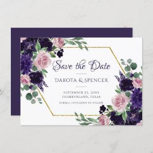 Lush Blossoms | Purple and Pink Rose Bouquets Save The Date