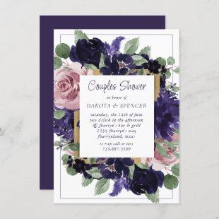 Lush Blossoms | Purple and Pink Rose Couple Shower Invitation