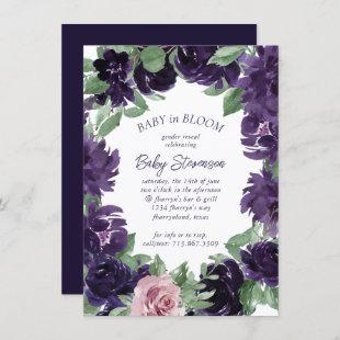 Lush Blossoms | Purple and Pink Rose Gender Reveal Invitation