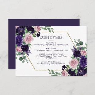Lush Blossoms | Purple and Pink Rose Guest Details Enclosure Card