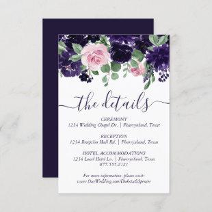Lush Blossoms | Purple and Pink Roses Details Enclosure Card