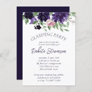Lush Blossoms | Purple and Pink Roses Glamping Invitation