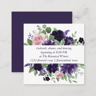 Lush Blossoms | Purple and Pink Roses Reception Enclosure Card