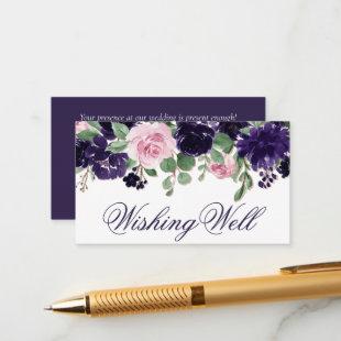 Lush Blossoms | Purple and Pink Roses Wishing Well Enclosure Card