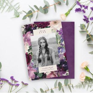 Lush Purple Flowers | Romantic Graduation Photo An Announcement
