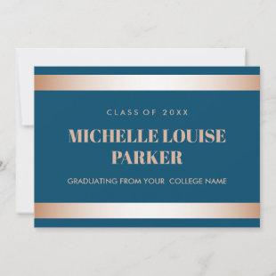 Luxury Rose Gold Bluette Photo Graduation Invitation