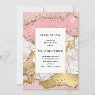 Luxury Rose Gold Pink Marble Design Graduation Invitation