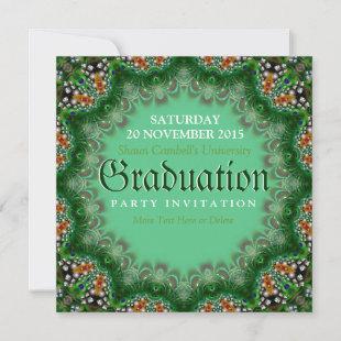 Magic Garden Green Lace Graduation Invitations