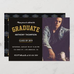 Male Graduation celebration party add photo Invitation