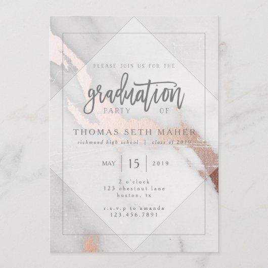 MARBLE AND ROSE GOLD GRADUATION INVITATION