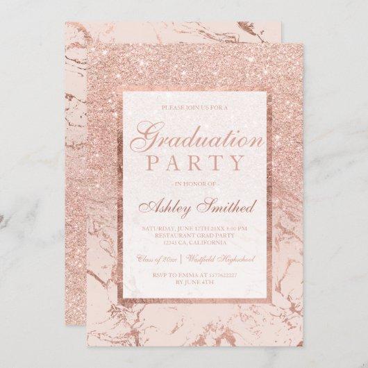 marble rose gold glitter elegant Graduation party Invitation