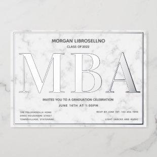 Marble Silver MBA Graduation Foil Invitation