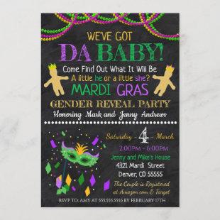 Mardi Grad Gender Reveal Party Invitation