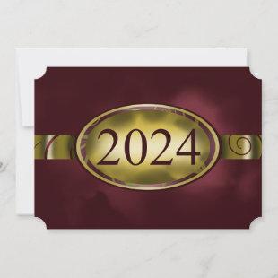 Maroon and Gold Floral Button 2024 Card