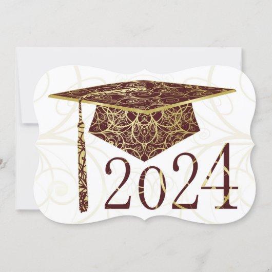 Maroon and Gold Floral Cap 2024 Card