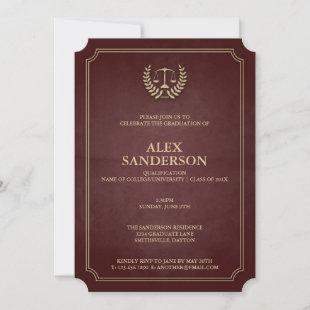 Maroon and Gold Law School Graduation Invitation