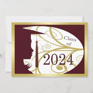 Maroon and Gold Silhouette 2024 Card