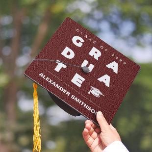 Maroon Bold GRADUATE Letters and Cap Graduation