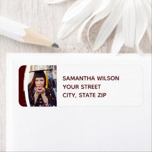 Maroon Curved Frame Photo Graduation Label