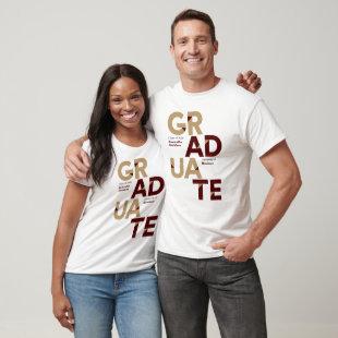 Maroon Gold Big Bold Angle-Cut Letters Graduation T-Shirt