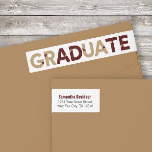 Maroon Gold Big Bold Angle-Cut Letters Graduation Wrap Around Label