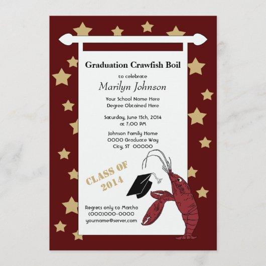 Maroon Gold Crawfish / Lobster Stars Graduation Invitation