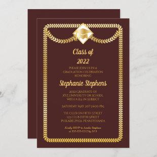 Maroon | Gold Serpentine Graduation Party Invitation