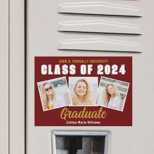 Maroon Photo Collage 2024 Graduation Magnet Card