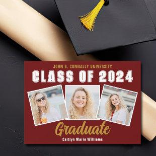 Maroon Photo Collage Class of 2024 Graduation Announcement