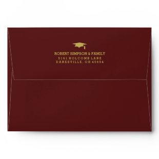 Maroon Red & Gold 5x7 Graduation Invite Envelope