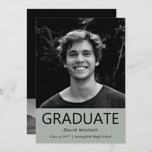 Masculine Classic Gray Graduation Party | Photo Invitation