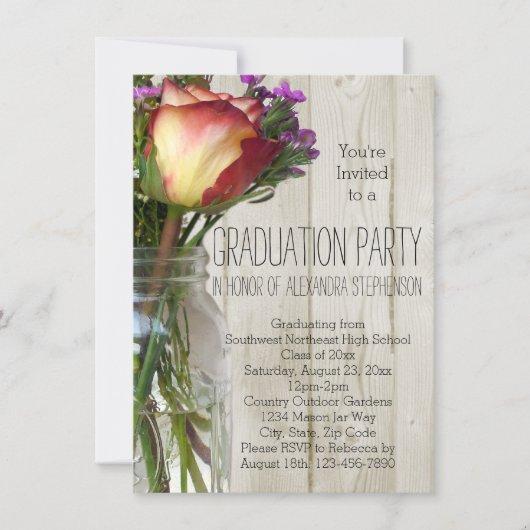 Mason Jar Flowers Graduation Party Invitation