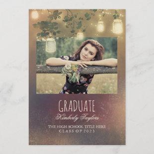 Mason Jar Lights Rustic Photo Graduation Party Invitation