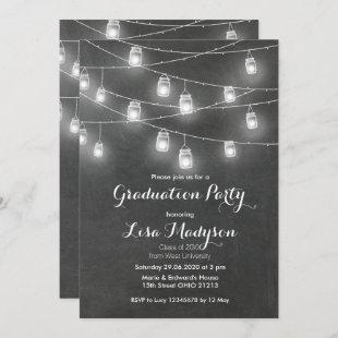 Mason Jar String Lights Graduation Party Invite