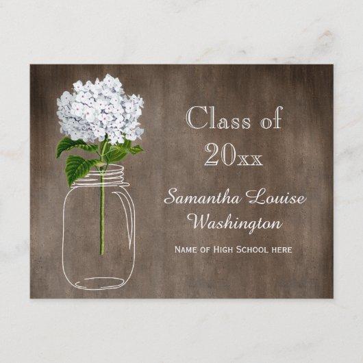 Mason Jar White Hydrangea Rustic Graduation Party Invitation