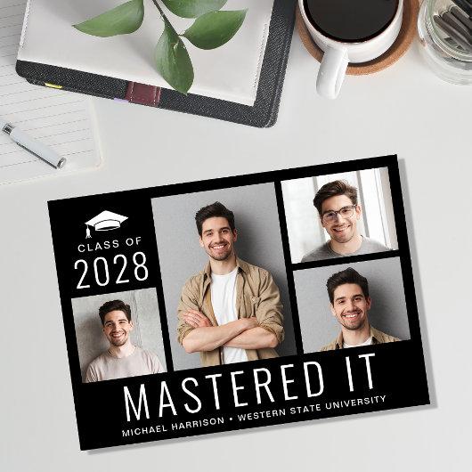 Mastered It Photo Masters Degree Black Graduation Announcement