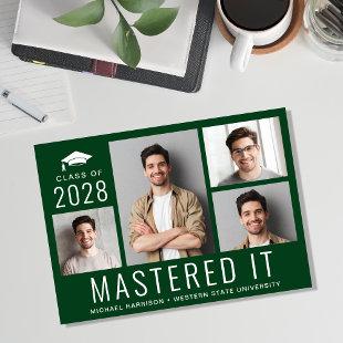 Mastered It Photo Masters Degree Green Graduation Announcement