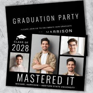 Masters Degree Photo Black Graduation Party Invitation