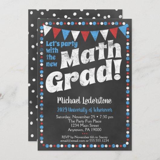 Mathmatics Graduation Party Invitation Red Blue