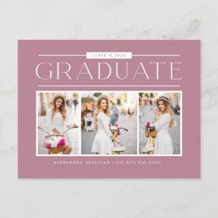 Mauve Typography Photo Collage Graduation Postcard