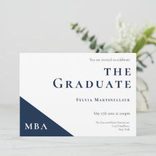 MBA Degree Blue White Graduation Party Invitation