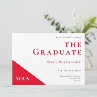 MBA Degree Red White Graduation Party Invitation