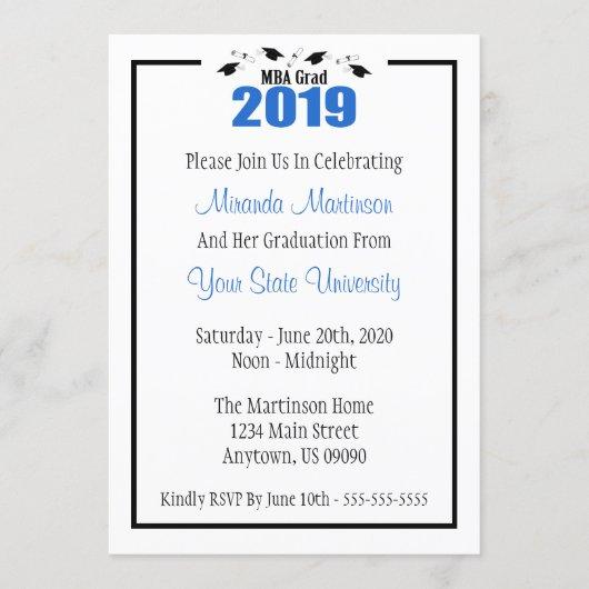 MBA Grad 2019 Graduation Invite (Blue Caps)