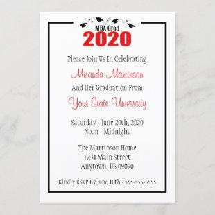 MBA Grad 2020 Graduation Invite (Red Caps)
