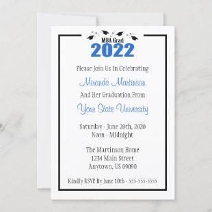 MBA Grad 2022 Graduation Invite (Blue Caps)
