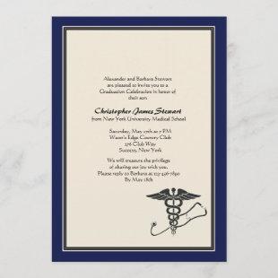MD Graduation Invitation Navy Blue