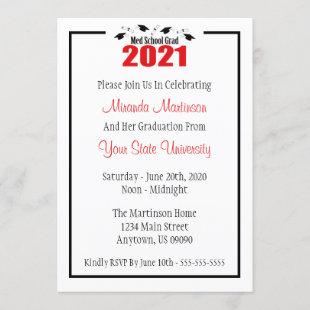 Med School Grad 2021 Graduation Invite (Red Caps)