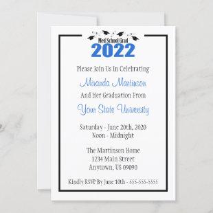 Med School Grad 2022 Graduation Invite (Blue Caps)