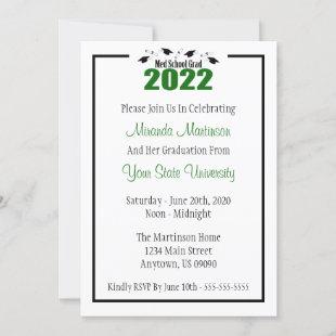 Med School Grad 2022 Graduation Invite (Green Cap)
